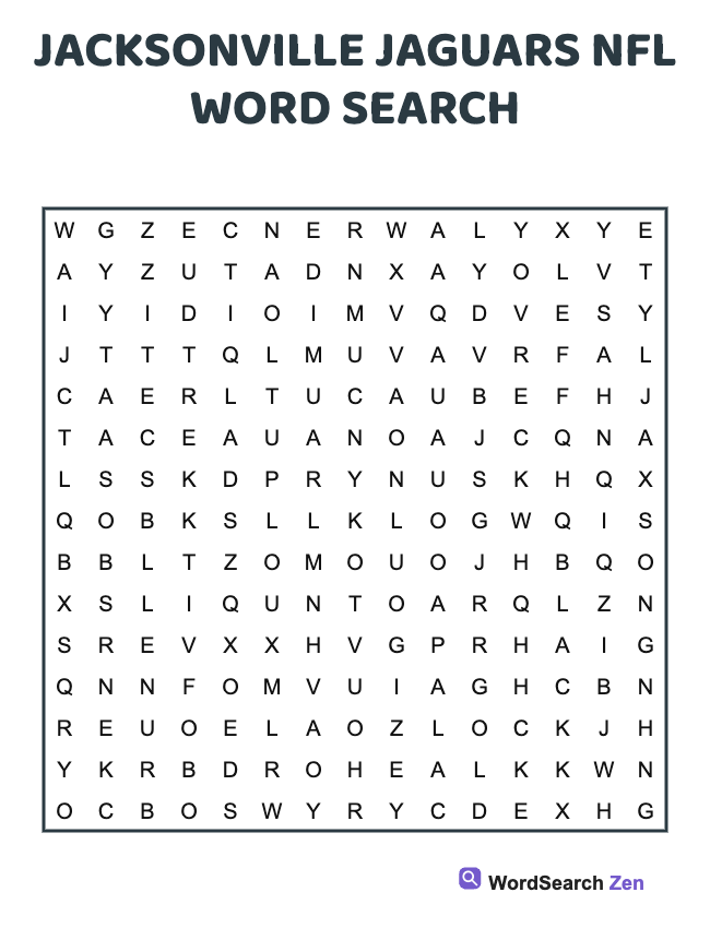 Jacksonville Jaguars NFL Word Search