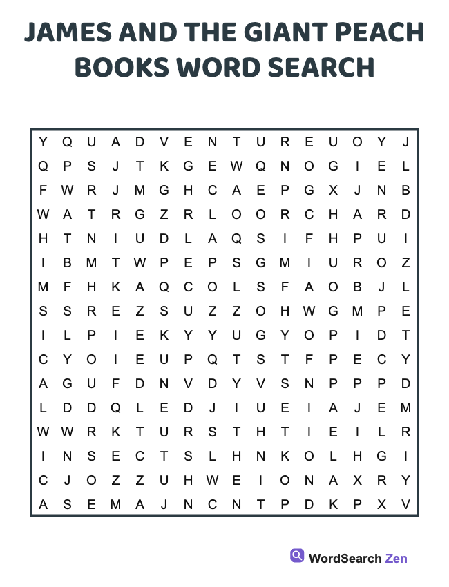 James And The Giant Peach Books Word Search