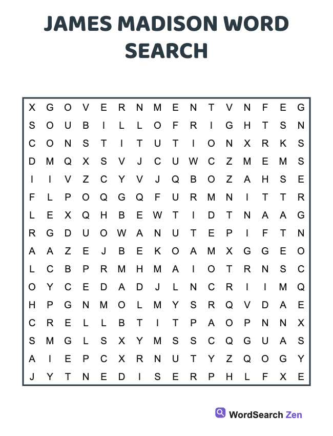 James Madison Word Search