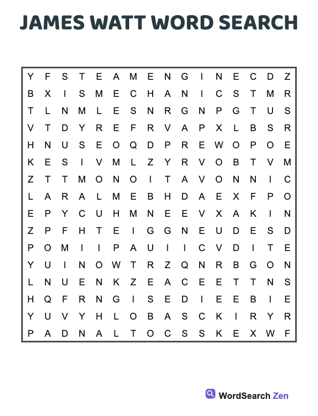 James Watt Word Search