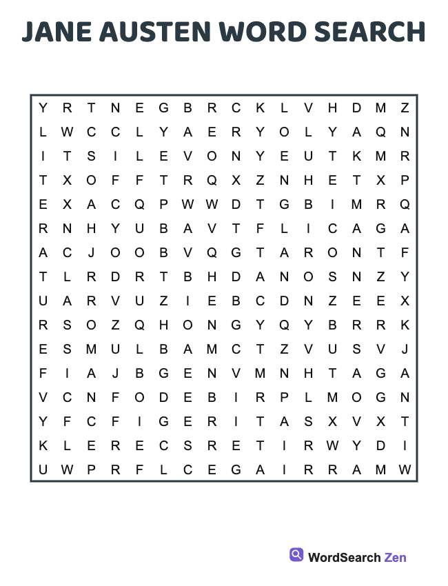 Jane Austen Word Search