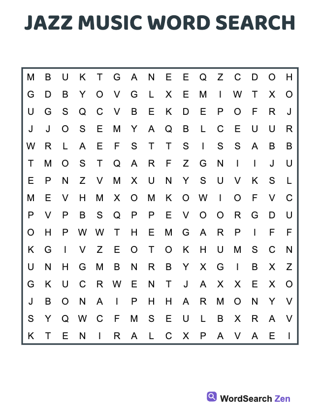 Jazz Music Word Search