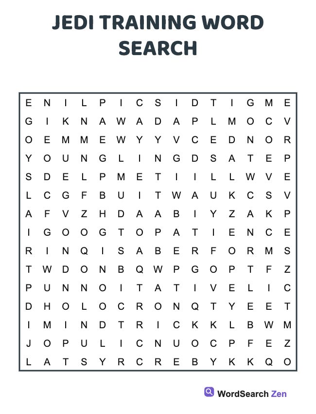 Jedi Training Word Search