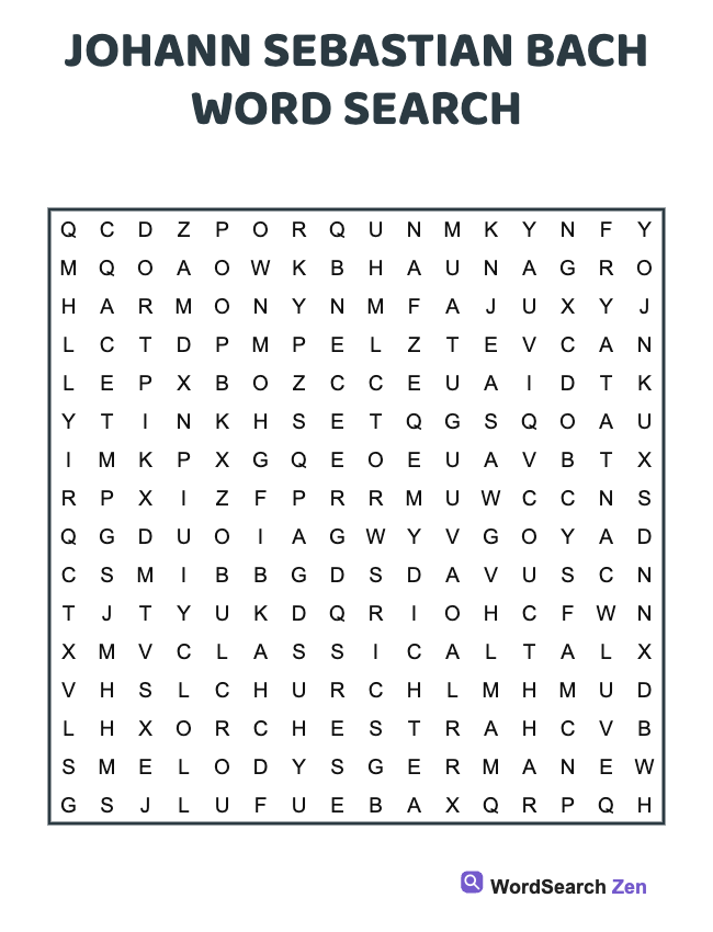 Johann Sebastian Bach Word Search