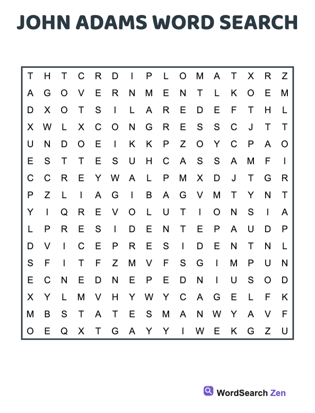 John Adams Word Search