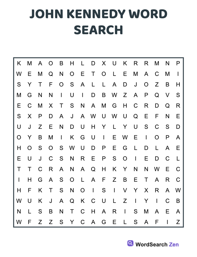 John Kennedy Word Search