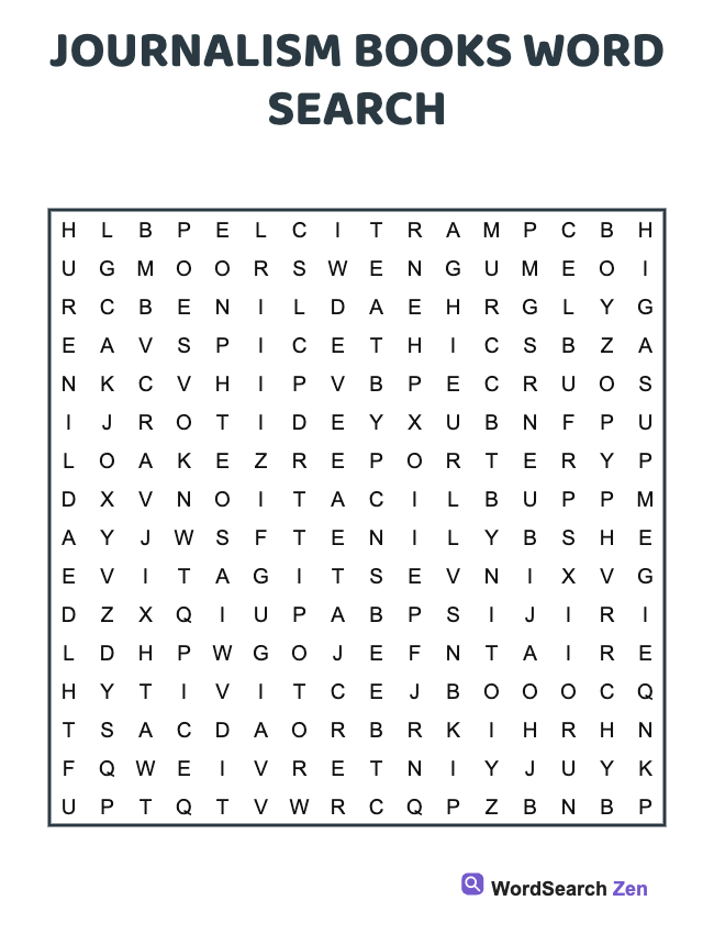 Journalism Books Word Search
