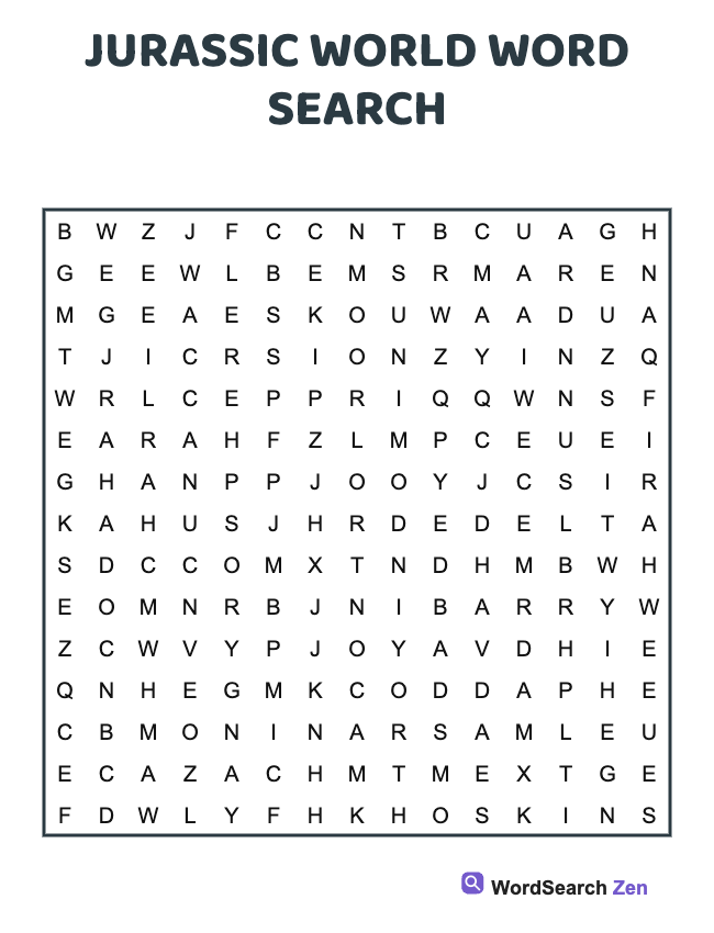 Jurassic World Word Search