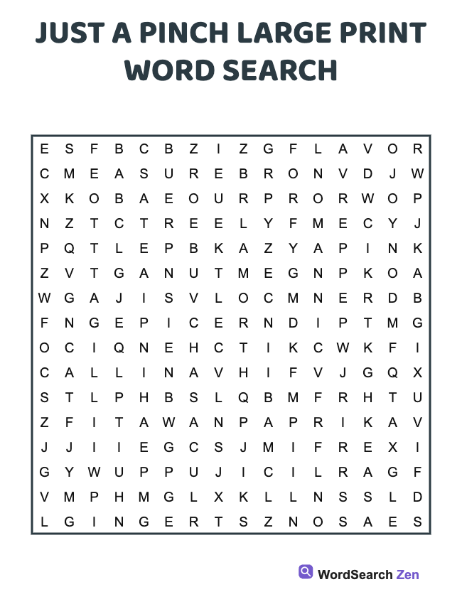 Just A Pinch Large Print Word Search