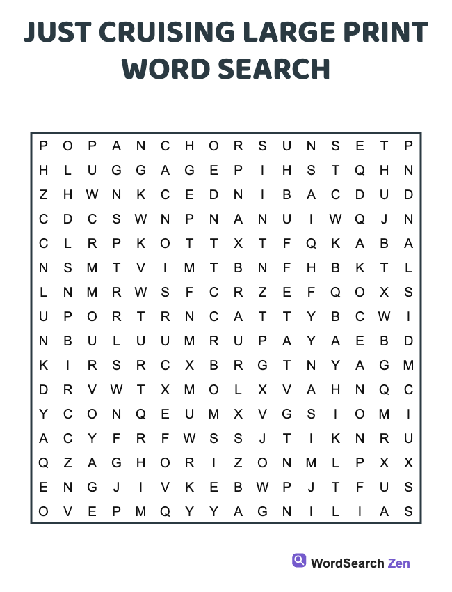 Just Cruising Large Print Word Search