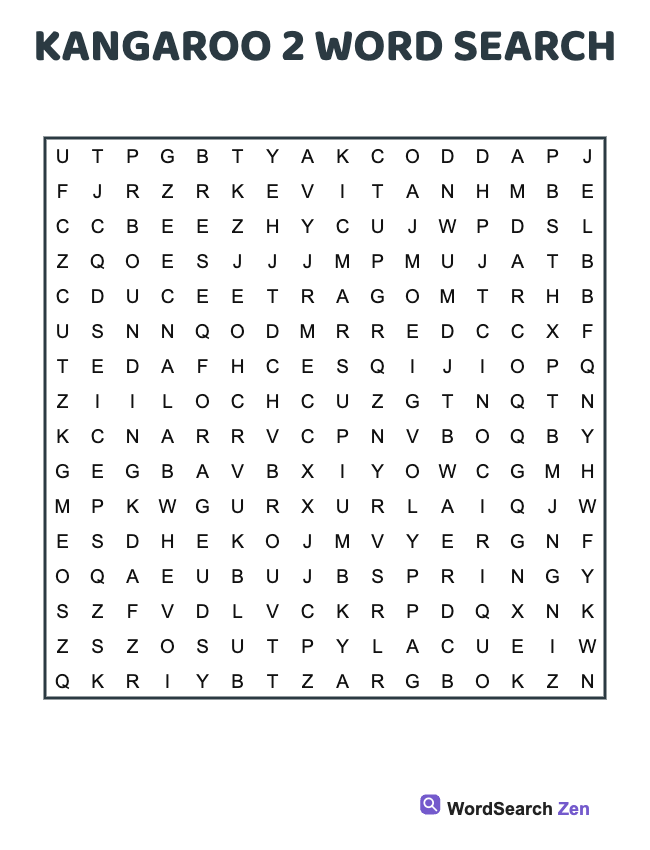 Kangaroo 2 Word Search