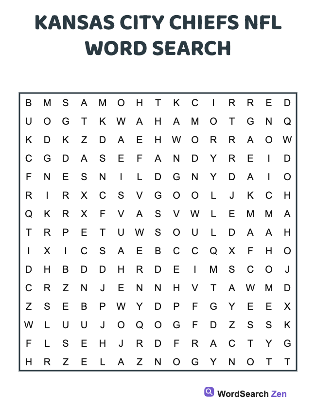 Kansas City Chiefs NFL Word Search