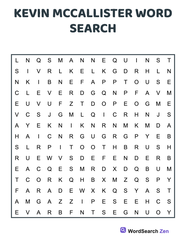 Kevin McCallister Word Search