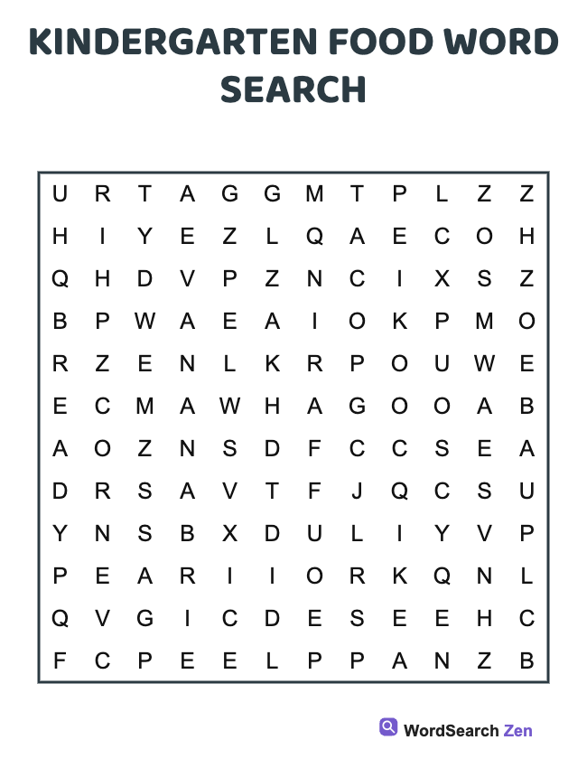 Kindergarten Food Word Search