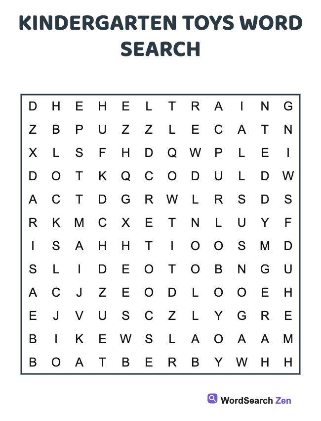 Kindergarten Toys Word Search