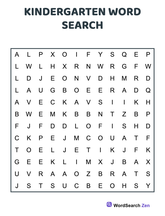 Kindergarten Word Search