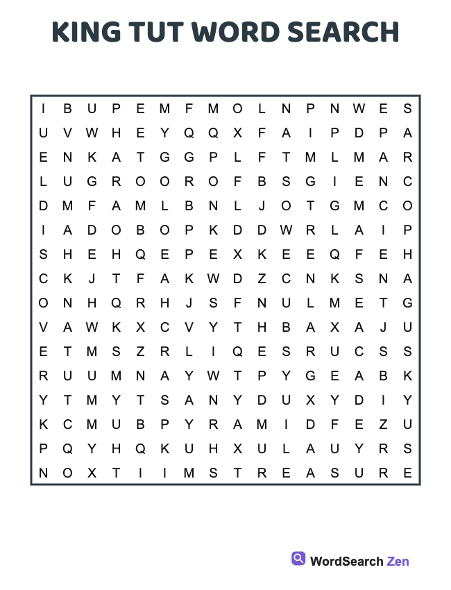 King Tut Word Search