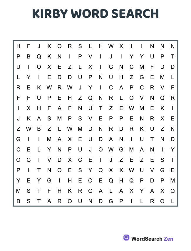Kirby Word Search