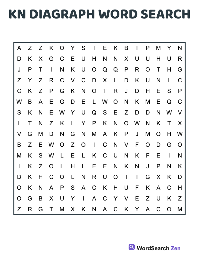 Kn Diagraph Word Search