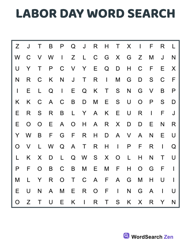 Labor Day Word Search