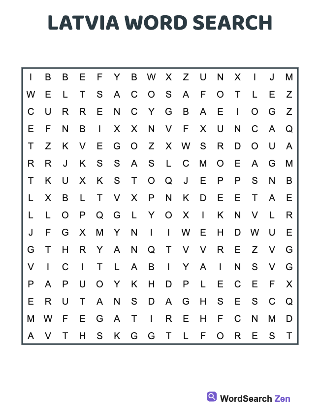 Latvia Word Search