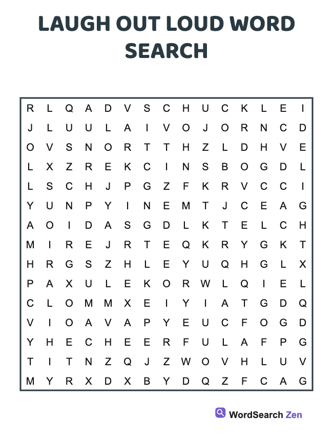 Laugh Out Loud Word Search