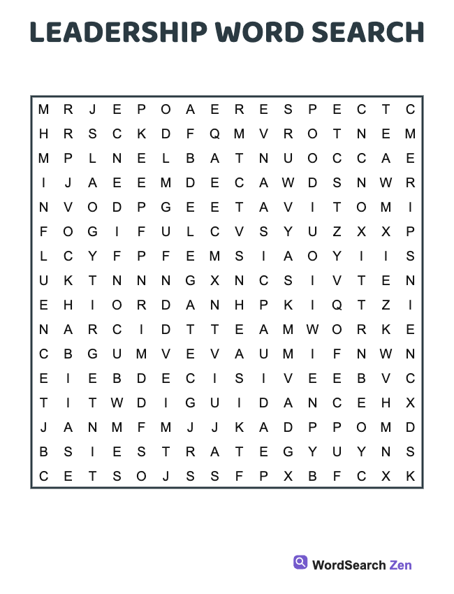 Leadership Word Search