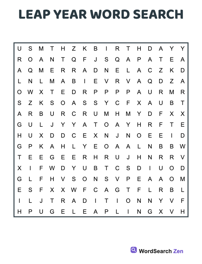 Leap Year Word Search