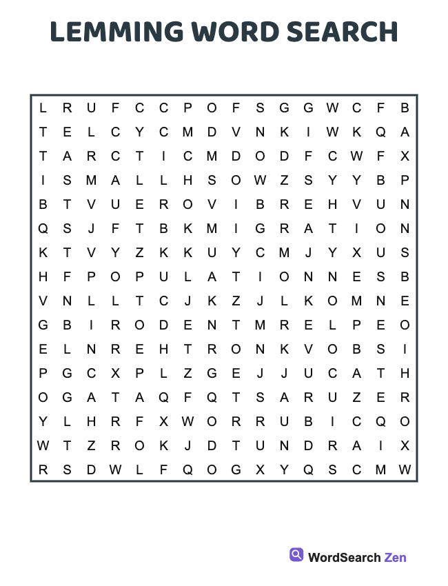Lemming Word Search