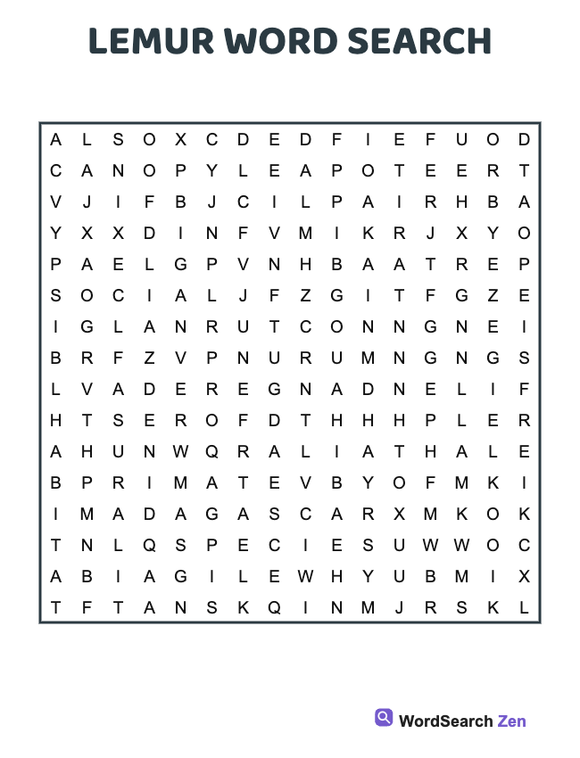 Lemur Word Search
