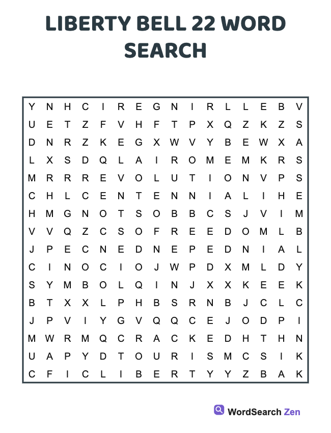 Liberty Bell 22 Word Search