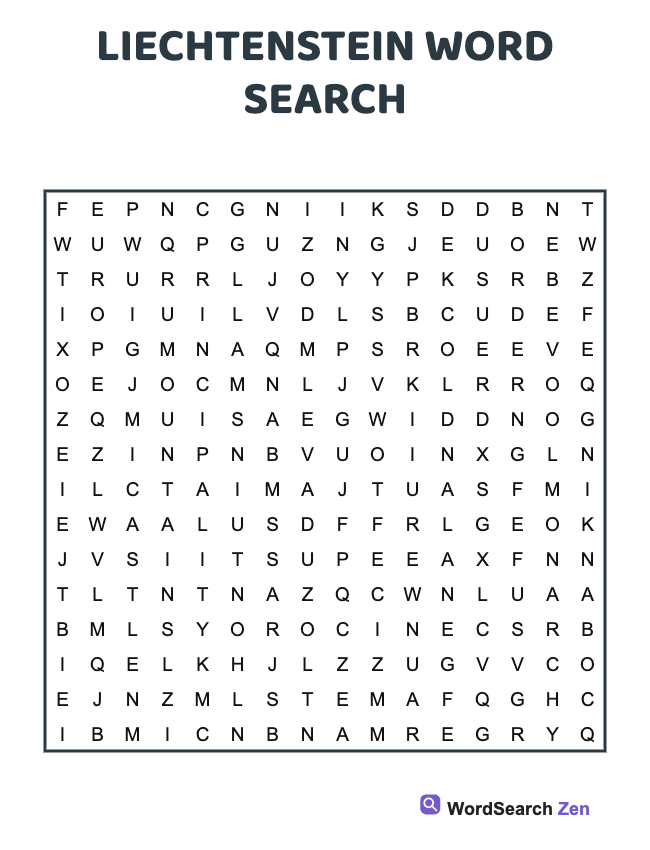 Liechtenstein Word Search