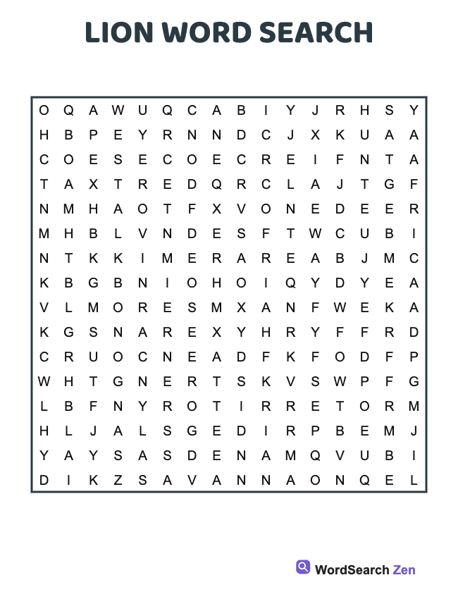 Lion Word Search