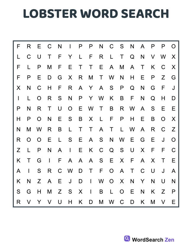 Lobster Word Search