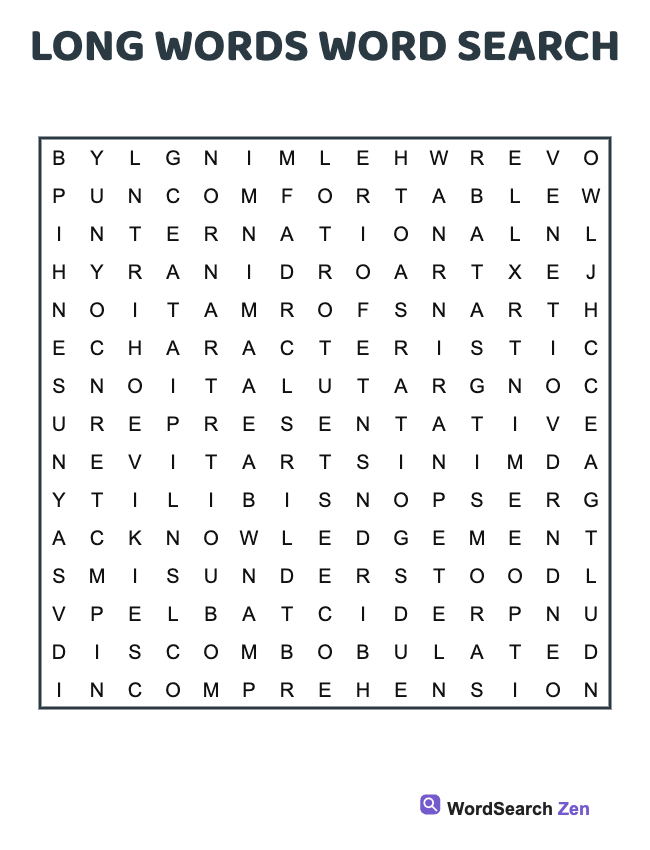 Long Words Word Search