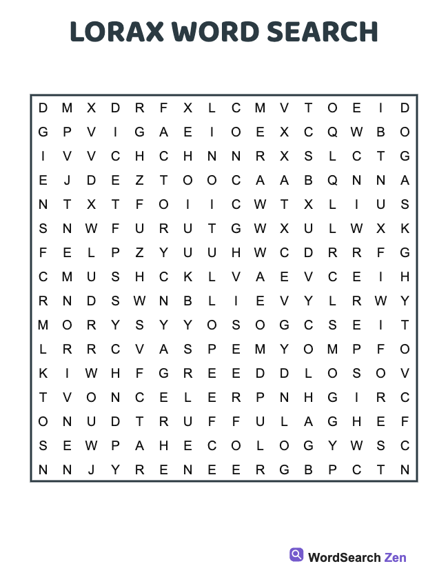 Lorax Word Search