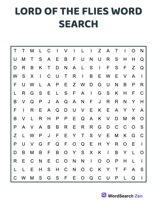 Lord Of The Flies Word Search