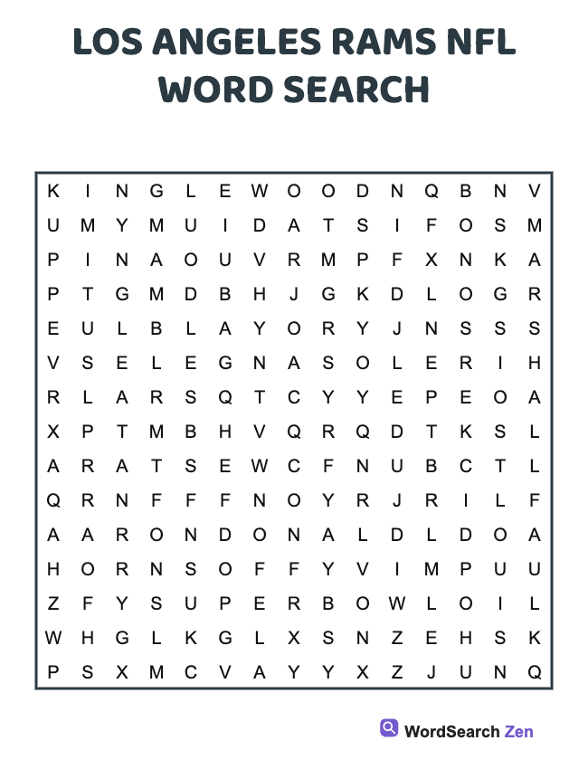 Los Angeles Rams NFL Word Search