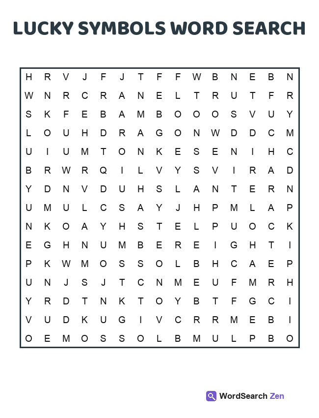 Lucky Symbols Word Search