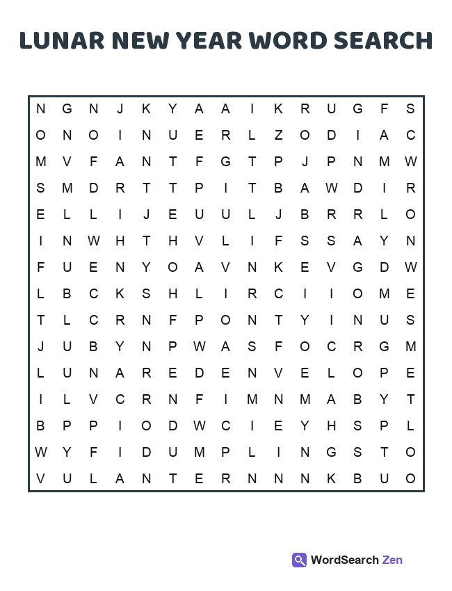 Lunar New Year Word Search
