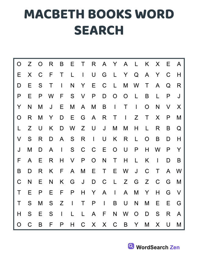 Macbeth Books Word Search