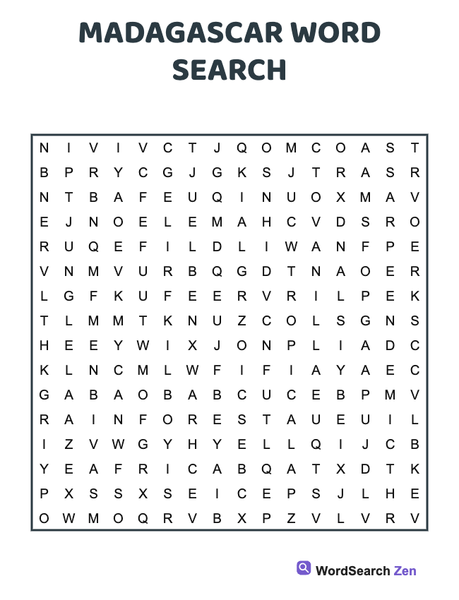 Madagascar Word Search