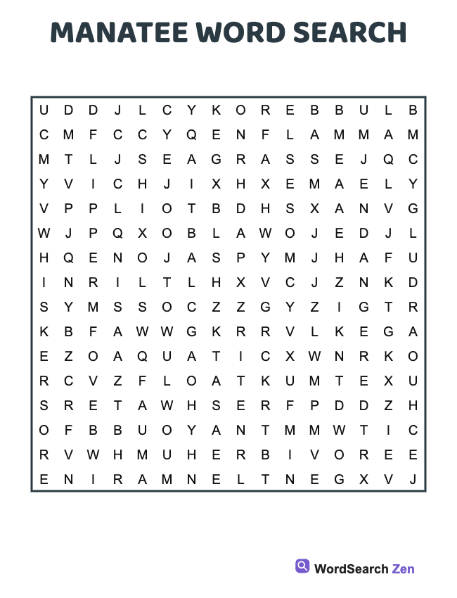 Manatee Word Search