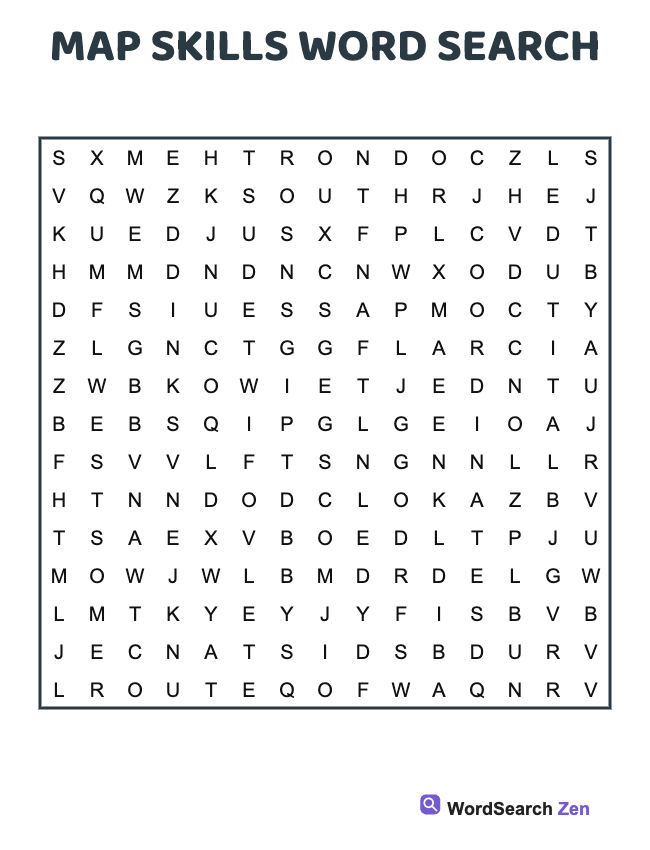 Map Skills Word Search