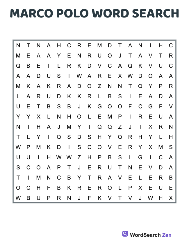 Marco Polo Word Search