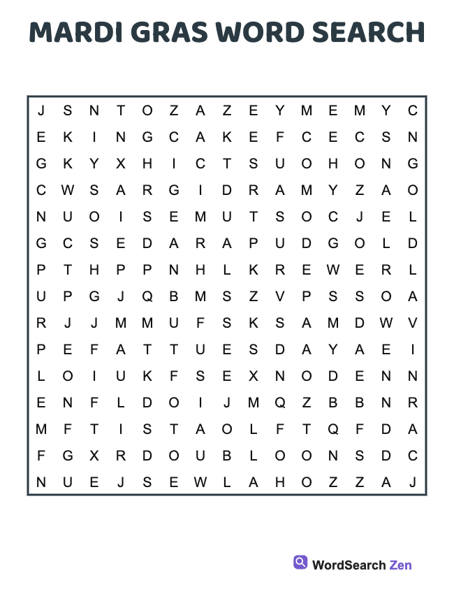Mardi Gras Word Search