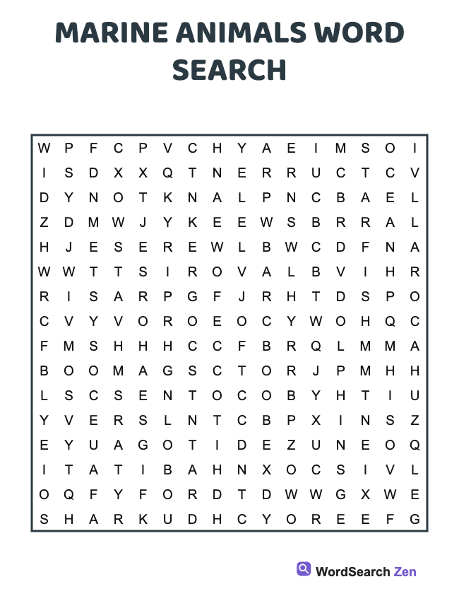 Marine Animals Word Search