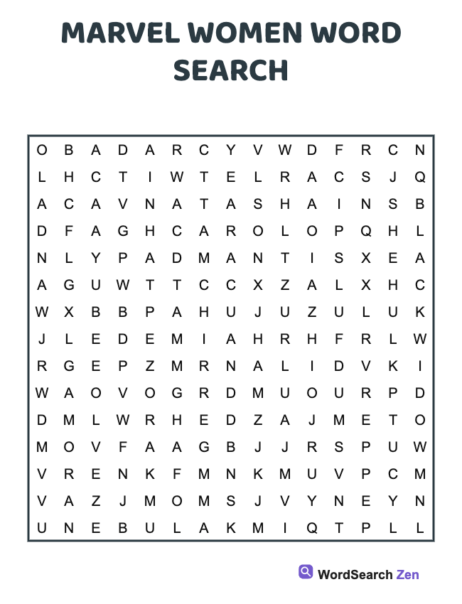 Marvel Women Word Search