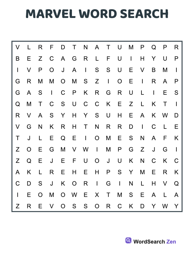 Marvel Word Search