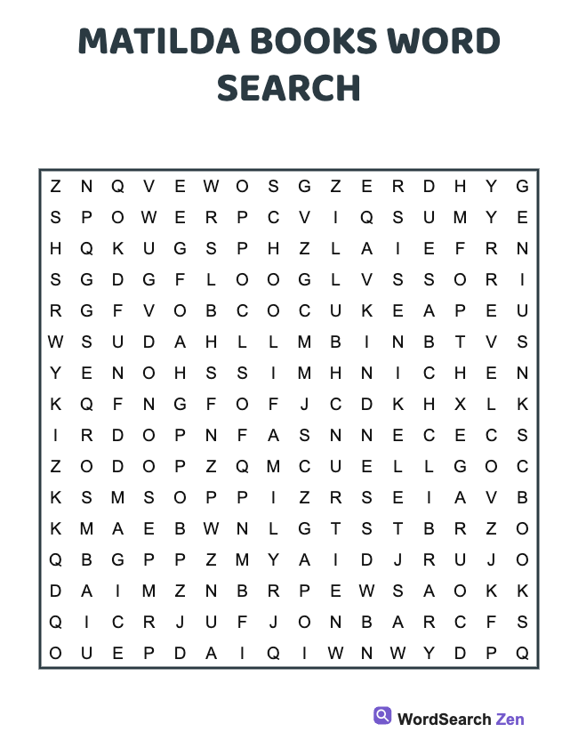 Matilda Books Word Search